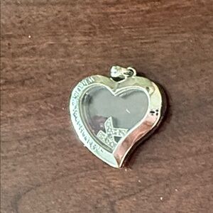 Silver K Heart Pendant with Clear Center